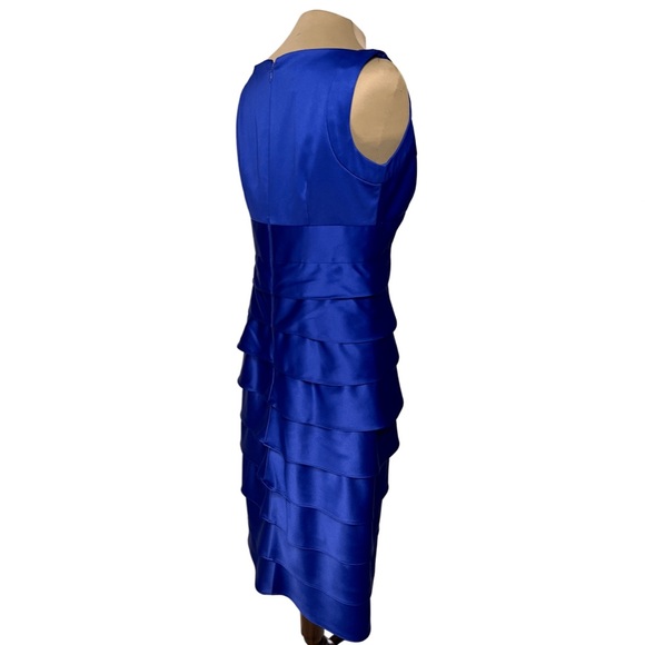 London Times Royal Blue Layered Bodycon Cocktail Dress - Picture 4 of 7